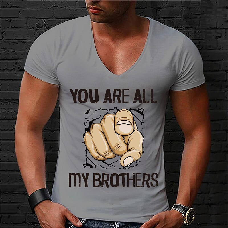 Men's Unisex Letter Hand Gesture T Shirt Short Sleeve T shirt Hot Stamping V Neck Shirt Sports Designer Simple Outdoor Street Casual White Red Light Grey Summer Clothing Apparel Normal S M L XL 2XL2