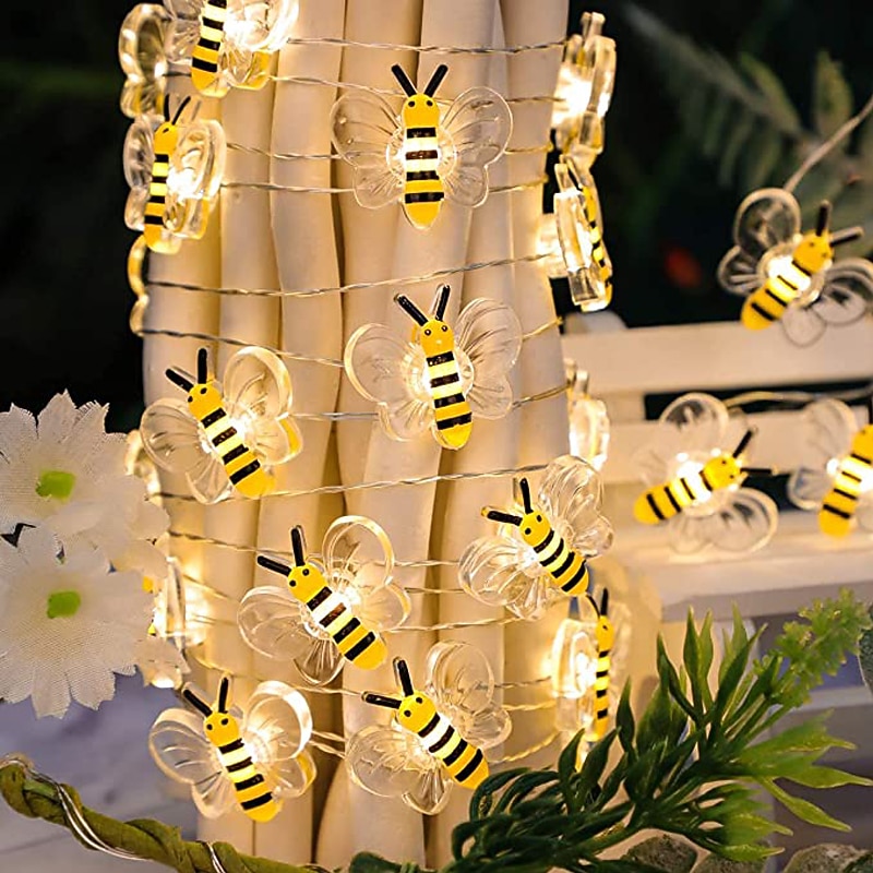 Outdoor Bee String Lights 3m 30LEDs Garden Holiday Decoration Lights Battery Powered Wedding Party Garden Lawn Flowers Home Patio Decor2