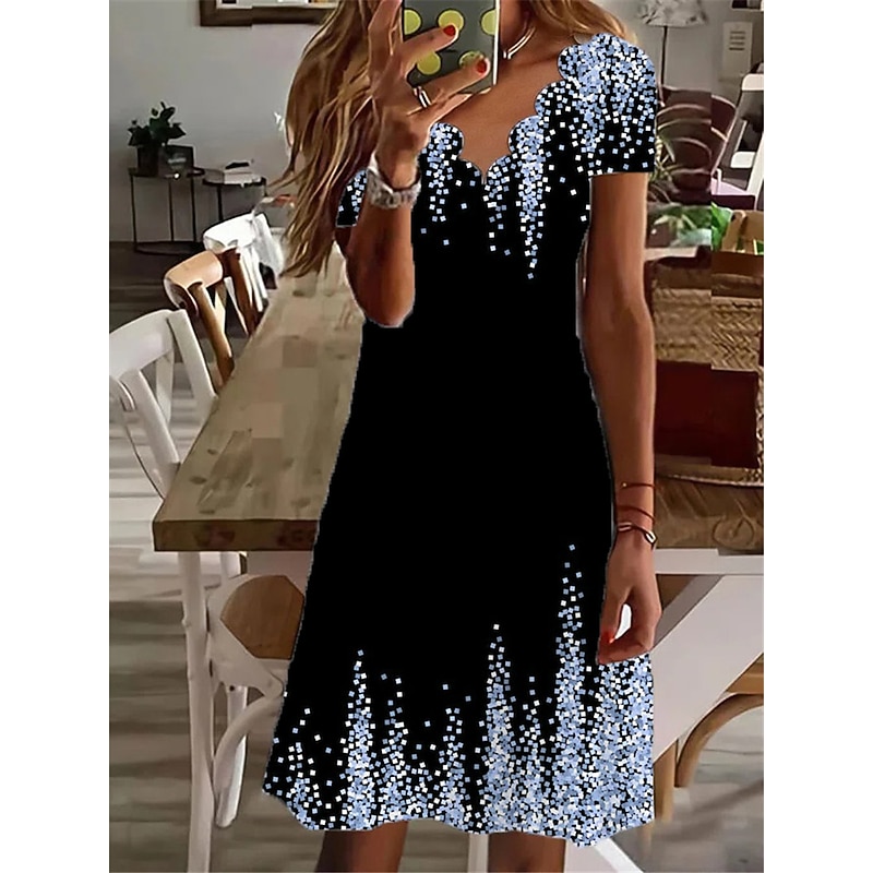 Women's Mini Dress Casual Dress Petite Dress Sundress Shift Dress Vacation Fashion Basic Outdoor Vacation Daily Regular Fit Ombre Print Short Sleeve Sweetheart Pink Blue Green Summer3