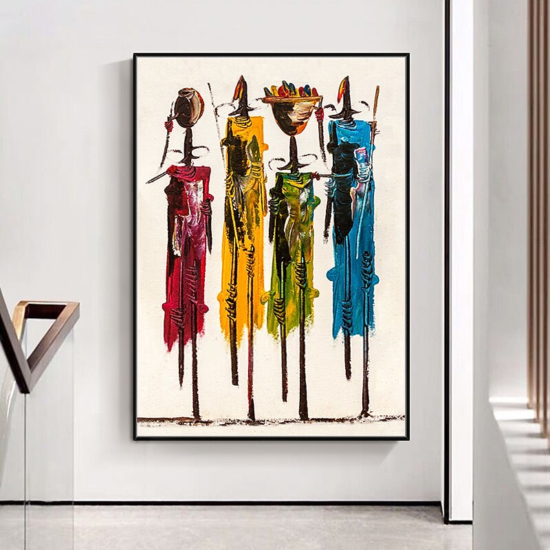 Mintura Handmade African People Oil Painting On Canvas Wall Art Decoration Modern Abstract Picture For Home Decor Rolled Frameless Unstretched Painting3