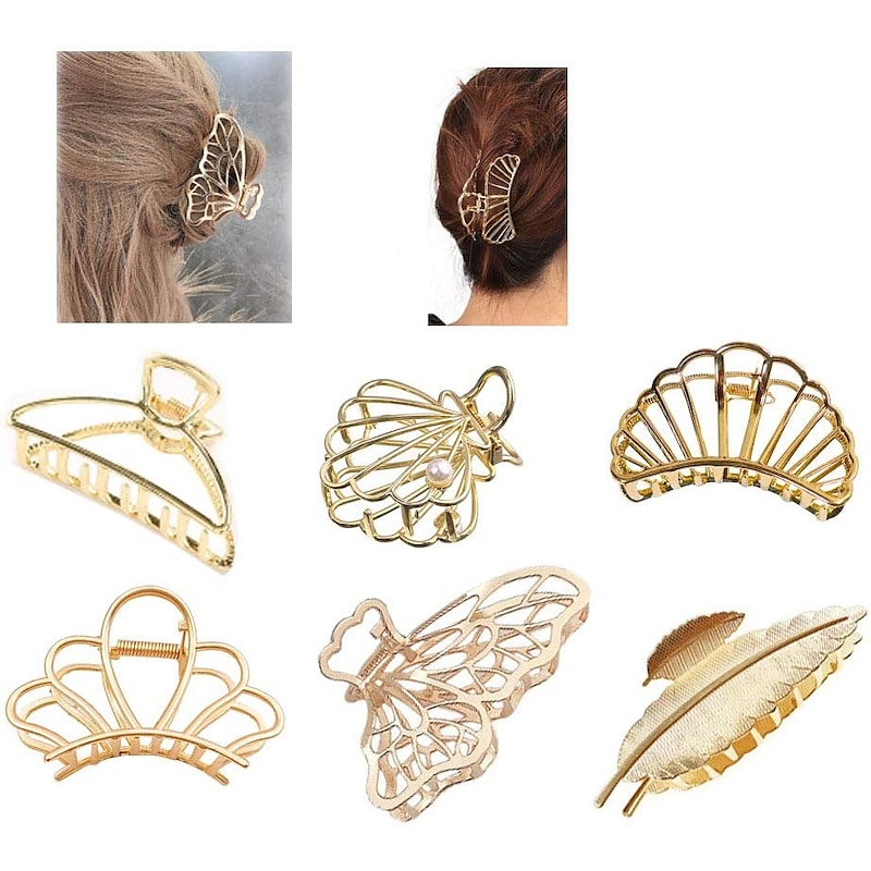 6 Pieces Metal Hair Claw Clips Hollow Jaw Barrettes Non-slip Hair Jaw Clamp ClipsHair Barrette for Fixing Hair for Women Girls Clip Hair Accessories G