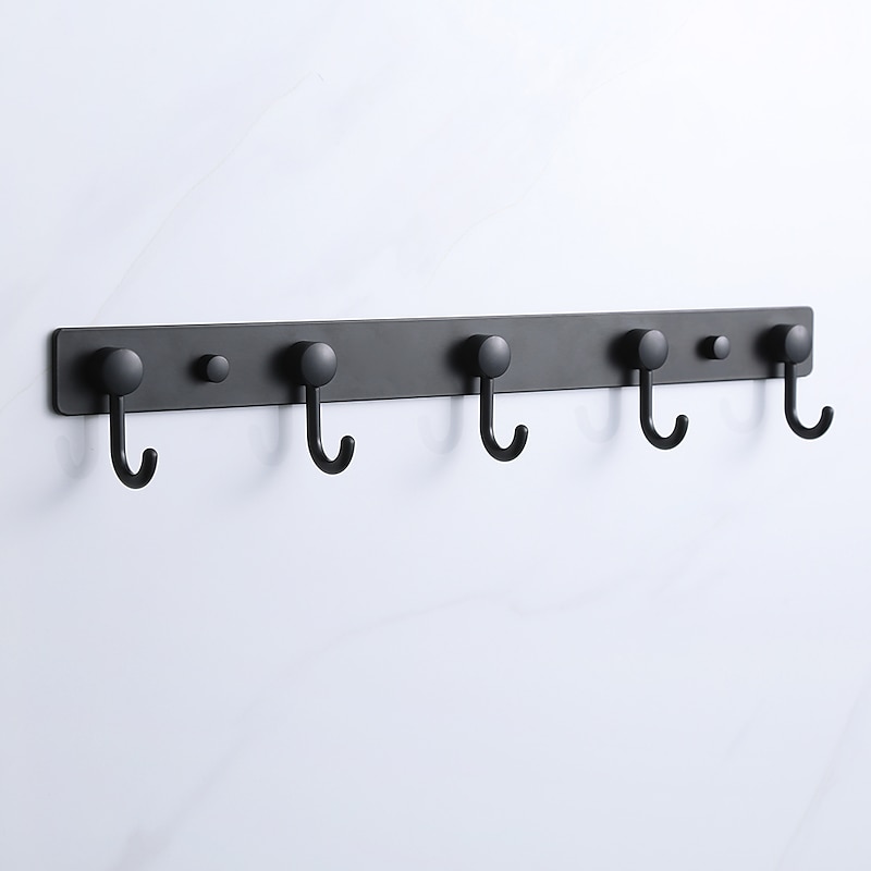 Coat Hooks Rack Wall Mounted, Heavy Duty Stainless Steel Matte Black Coat Hanger for Towel Bag Clothes Hat, 5 Hooks3