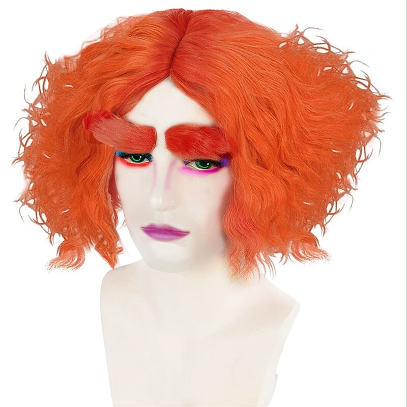 Orange Wigs for Men Short Wave Cosplay Wigs with Middle Part Synthetic Hair for Anime Halloween Wigs2