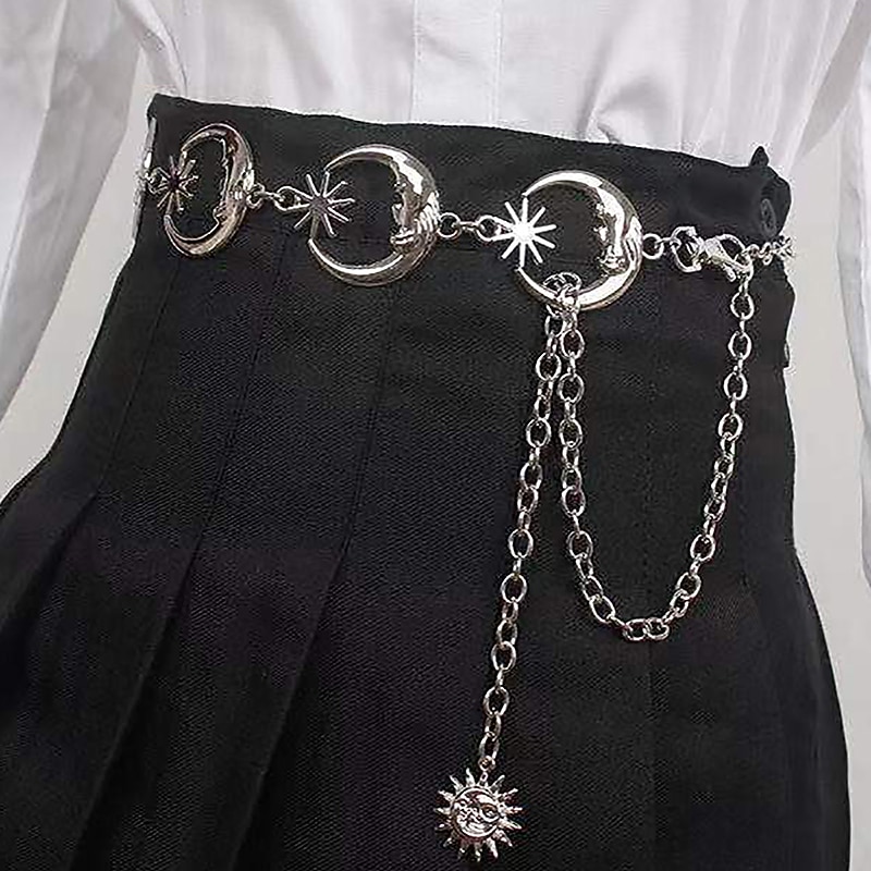 Men's Women's Chain Belt Metal Chain Buckle Free Embossed Casual Classic Party Daily Silver