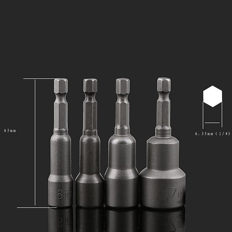 Socket Wrench Screw 6-15mm 1/4 Inch Hexagonal handle conversion magnetic 65mm Pneumatic Strong Power Magnetic Nut Driver Drill Bits2