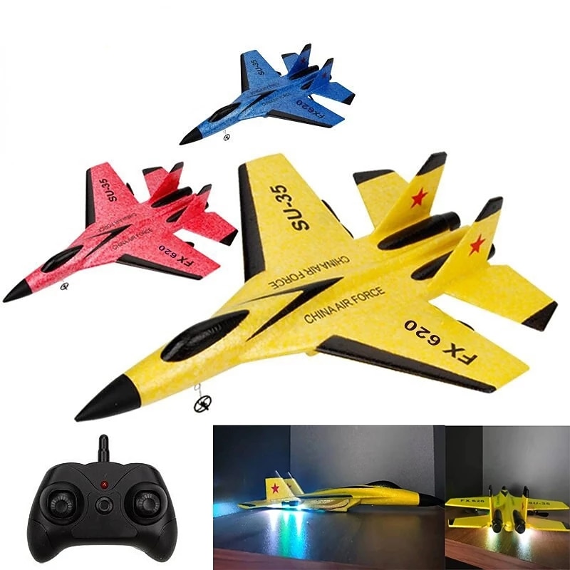 RC Foam Aircraft SU-35 Plane 2.4G Radio Control Glider Radio Remote Control SU-35 Tail Pusher Quadcopter Glider Aircraft Model Fighter Plane Glider Airplane Foam Boys Toys for Boy and Girls