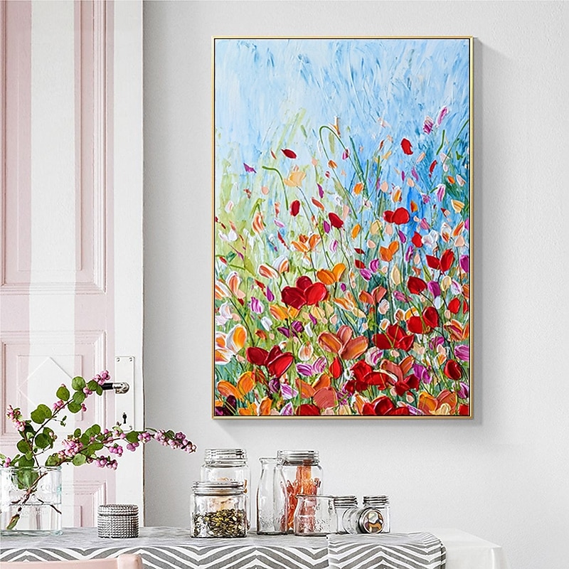 Handmade Hand Painted Oil Painting Wall Art Abstract Large Flower Paintings Home Decoration Decor Rolled Canvas No Frame Unstretched