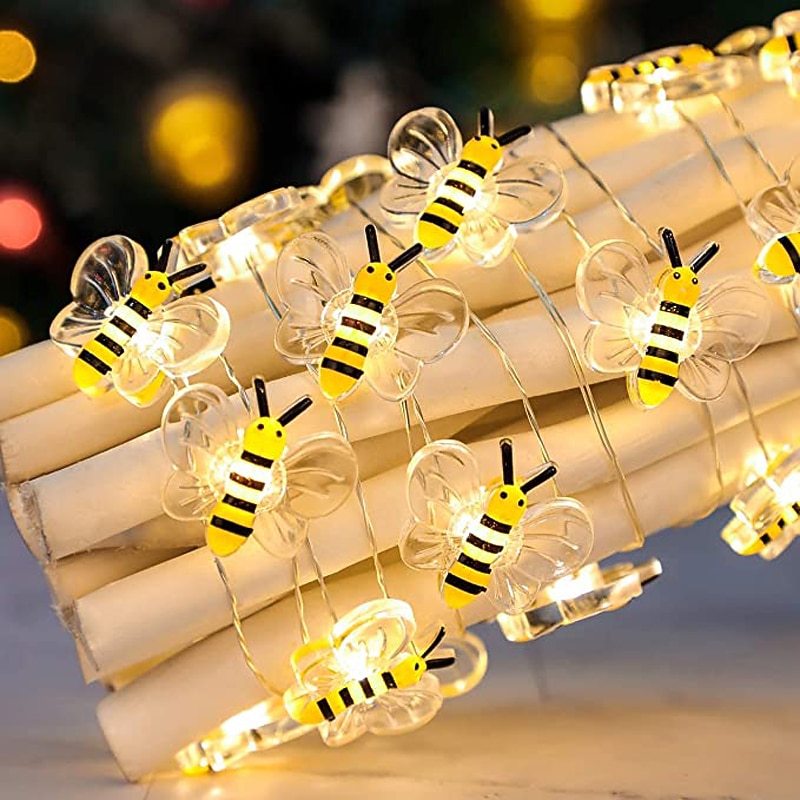 Outdoor Bee String Lights 3m 30LEDs Garden Holiday Decoration Lights Battery Powered Wedding Party Garden Lawn Flowers Home Patio Decor3