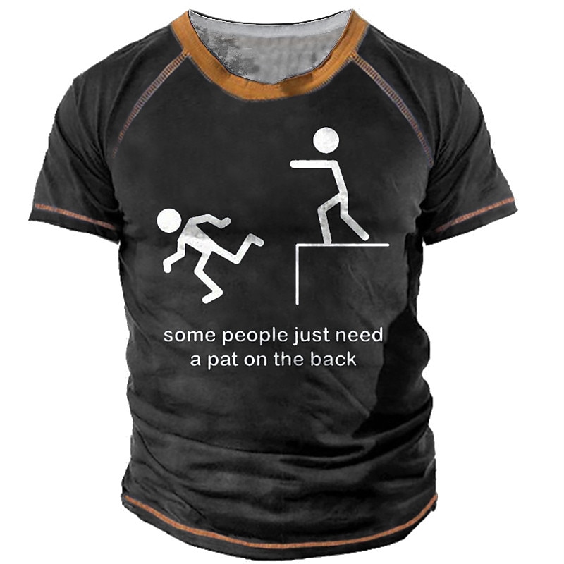 Men's Funny Graphic T-Shirt: "Pat On The Back" Dark Humor Stick Figure Meme Tee, Short Sleeve3