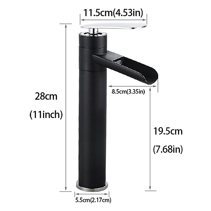 Waterfall Bathroom Sink Mixer Faucet Tall, Antique Brass Single Handle Basin Taps with Cold and Hot Hose3