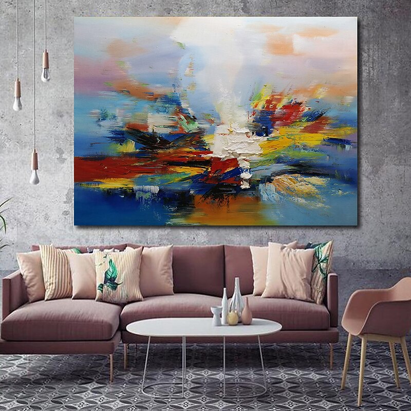 Hand-painted Oil Painting Knife Painting Landscape Blue Home Decoration Wall Frameless Art Painting3