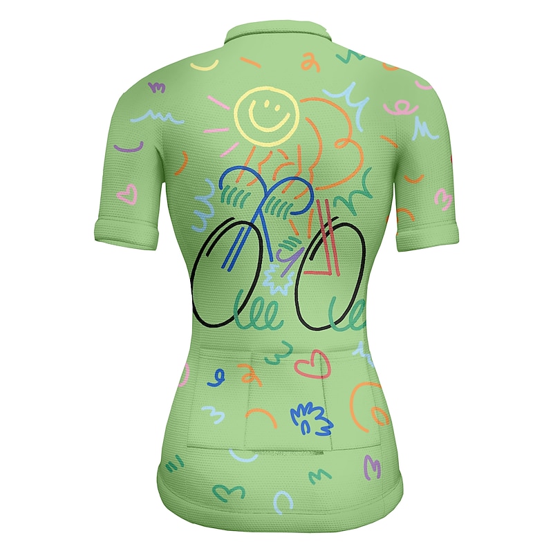 Women's Cycling Jersey Graffiti Short Sleeve Bike Jersey Top with 3 Rear Pockets Mountain Bike MTB Road Bike Cycling Quick Dry Reflective Strips Back Pocket Moisture Wicking Sports Pink Purple Green2
