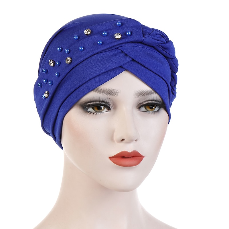India Muslim Women Hijab Hat with Beads Turban Headscarf Islamic Head Wrap Lady Beanie Bonnet Hair Loss Cover4