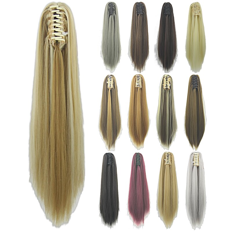 15 Colors Optional Ponytail Long Straight Hair European and American Style Hair Extensions Wigs