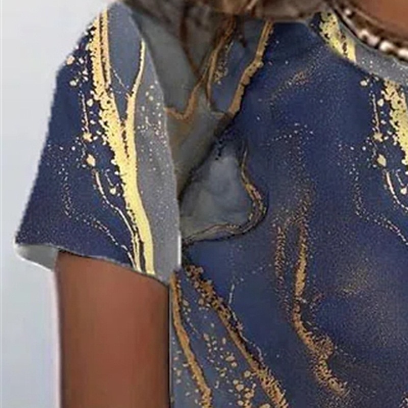 Women's T shirt Tee White Blue Green Graphic Geometric Print Short Sleeve Casual Daily Vintage Round Neck Regular Abstract Geometric S2