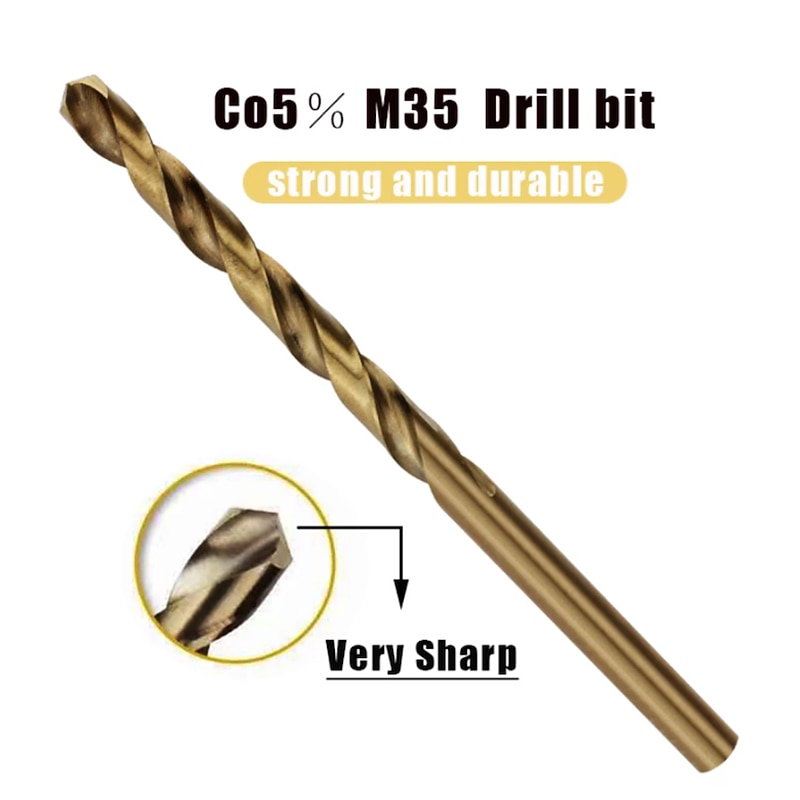 High Quatity HSS-Co M35 Cobalt Straight Shank Twist Drill Bit Power Tools Accessories for Metal Stainless Steel Drilling2