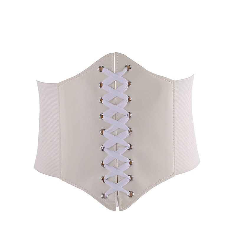 Women's Wide Belt Corset Belt PU Leather Buckle Free Geometric Formal Party Daily White Black Red Coffee3