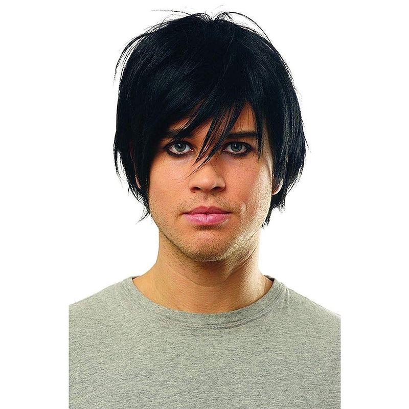 Emo Wigs  Culture Men's Emo Wig Synthetic Wigs Short Black Wigs Halloween Wigs