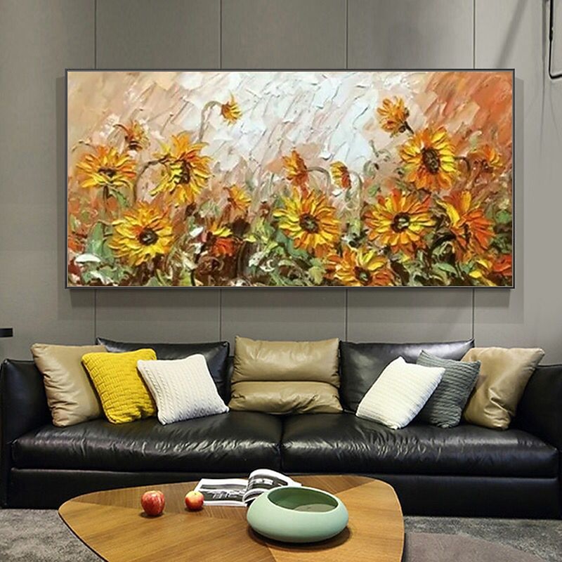 Mintura Handmade Thick Texture Flowers Oil Paintings On Canvas Wall Art Decoration Modern Abstract Landscape Picture For Home Decor Rolled Frameless Unstretched Painting3