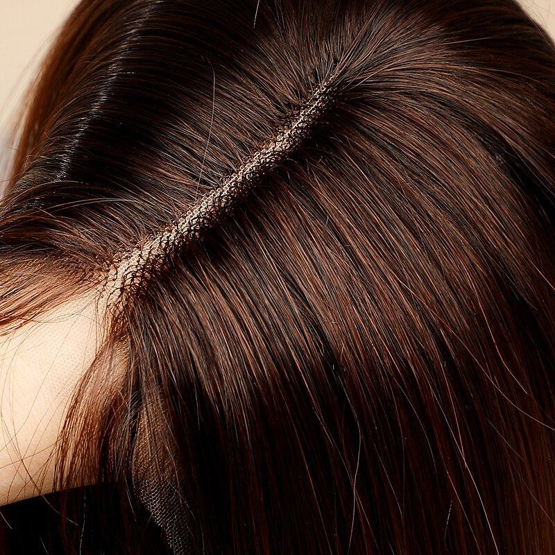 HAIRCUBE Auburn/Wine/Ombre Brown/Golden/Black Lace Front Wig Long Natural Straight 13*4*1 T Part Kanekalon Lace Wig With Baby Hair for Woman 180% Density3