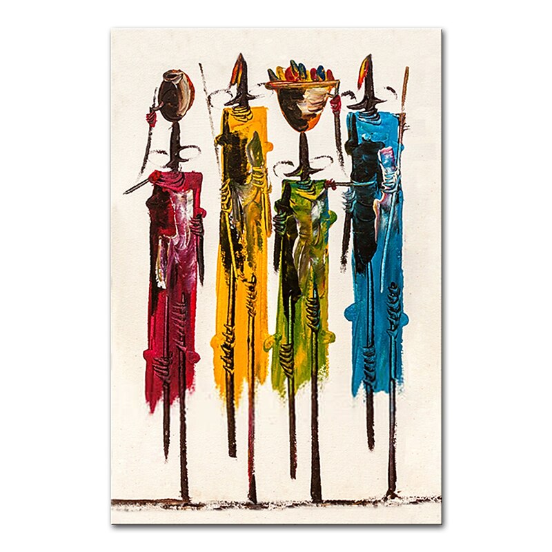Mintura Handmade African People Oil Painting On Canvas Wall Art Decoration Modern Abstract Picture For Home Decor Rolled Frameless Unstretched Painting2