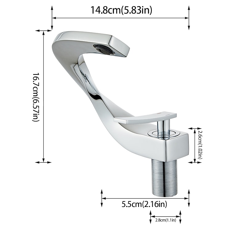 Bathroom Sink Mixer Faucet, Mono Wash Basin Single Handle Basin Taps Washroom, Monobloc Vessel Water Brass Tap Deck Mounted with Hot and Cold Hose 18