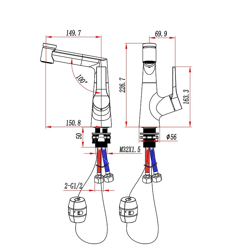 Bathroom Sink Faucet with Pull Out Spray,Brass Liftable 3-modes Electroplated / Painted Finishes Centerset Single Handle One Hole Lavatory Rotating Spout for Cold and Hot Water Bath Taps4