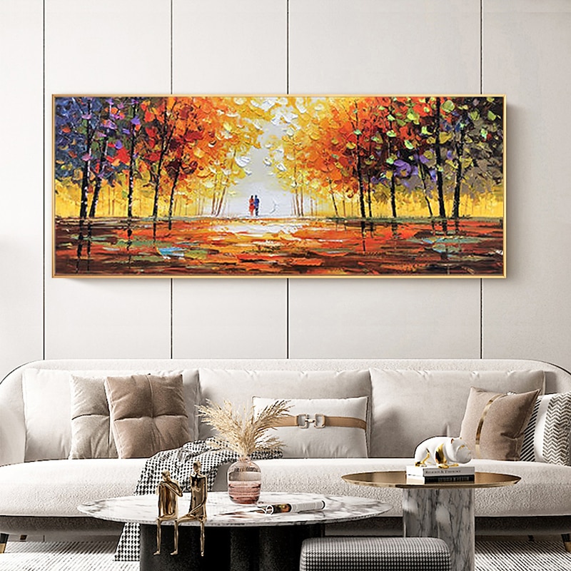 Handmade Oil Painting Canvas Wall Art Decoration Abstract Colorful Couple Painting Abstract Landscape Painting for Home Decor Rolled Frameless Unstretched Painting3