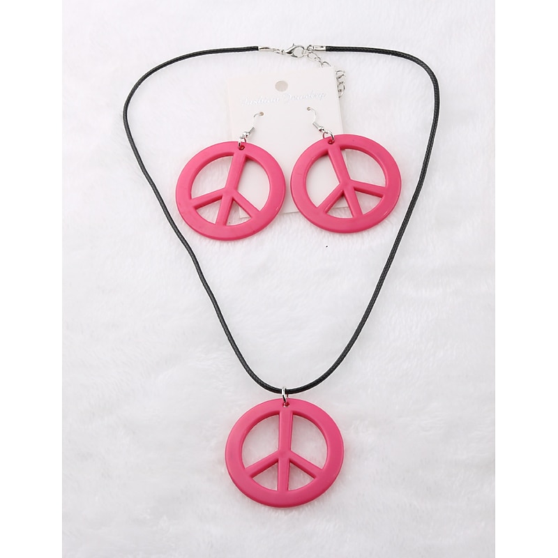 1960s Hippie 1970s Necklace Masquerade Piece&Love Fancy Dress Men's Women's Masquerade Party / Evening Pride Parade Pride Month Adults' Earrings Necklace2