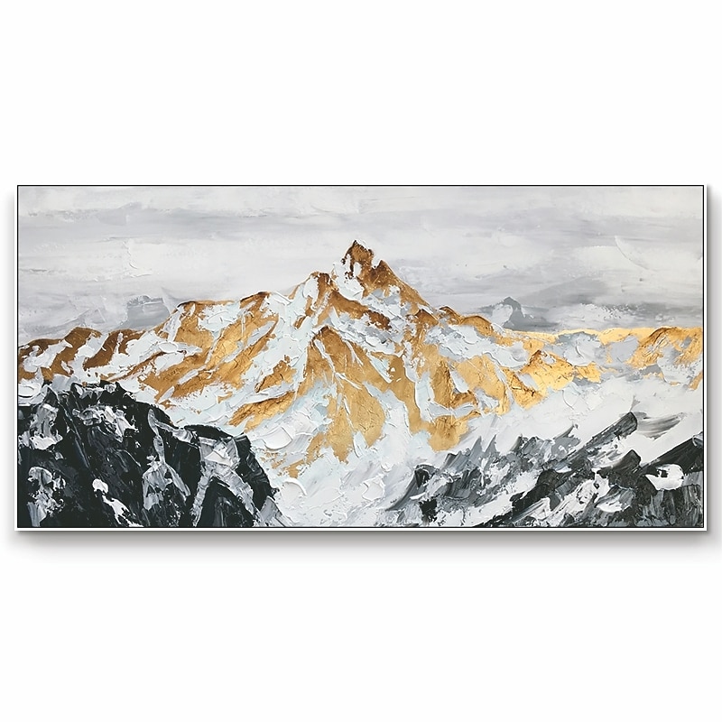Handmade Hand Painted Oil Painting Wall Art  Large Size Contemporary Golden Mountains Home Decoration Decor Rolled Canvas No Frame Unstretched2