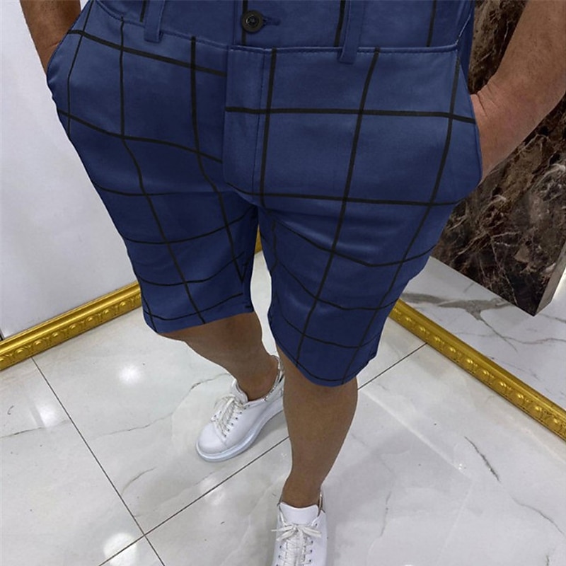 Men's Shorts Chino Shorts Bermuda shorts Work Shorts Zipper Front Pocket Plaid Tartan Dolphin Comfort Breathable Knee Length Formal Business Daily Simple Chic & Modern White Navy Blue
