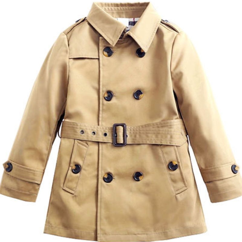 Boys 3D Plain Trench Coat Long Sleeve Spring Fall Active Cool Kids 2-12 Years Daily Regular Fit4