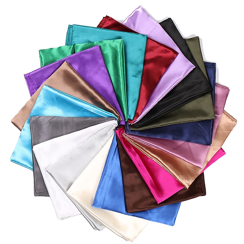 1pcs 90*90cm Solid Colors Neckerchief Hijab Scarf For Women Silk Satin Headband Hair Scarves Female Square Shawls Head Scarfs For Ladies4