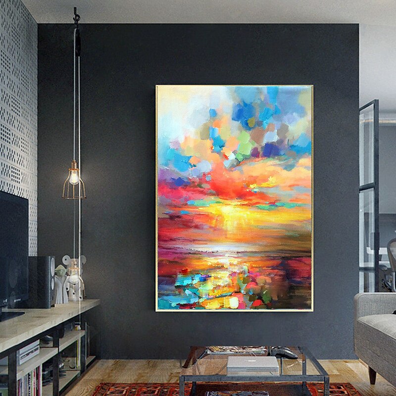 Handmade Oil Painting CanvasWall Art DecorationAbstract Knife Painting Landscape Yellow For Home Decor Stretched Frame Hanging Painting3