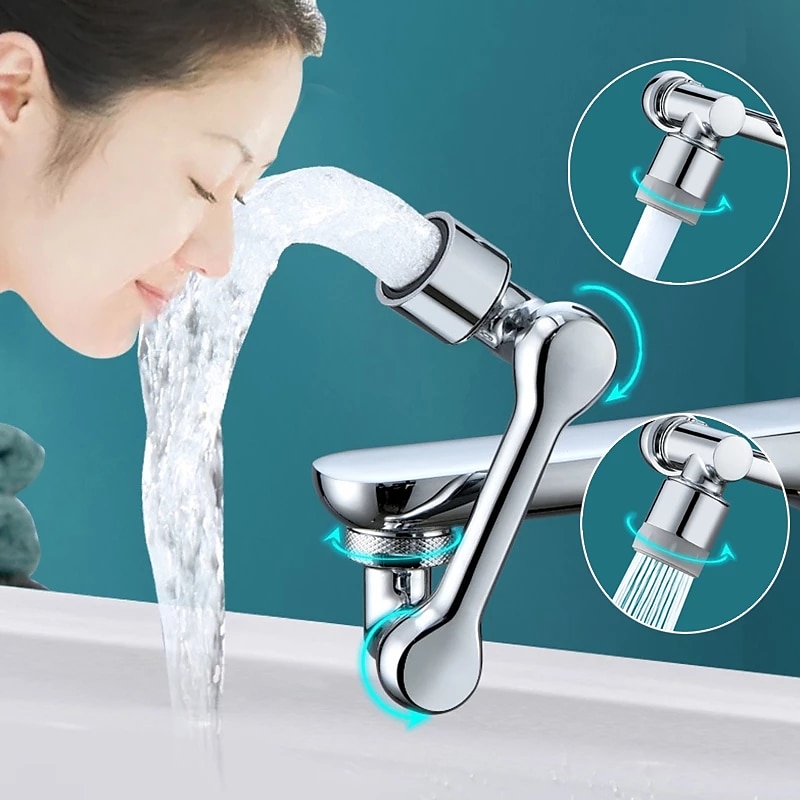 Alloy Faucet Extender Head Replacement Mechanical Arm 1080° 2 Mode Sprayer Nozzle Attachment, Water Aerator Bubbler for Bathroom Kitchen, Universal Tap Extend Spray Filter Spout Adapter Accessories3