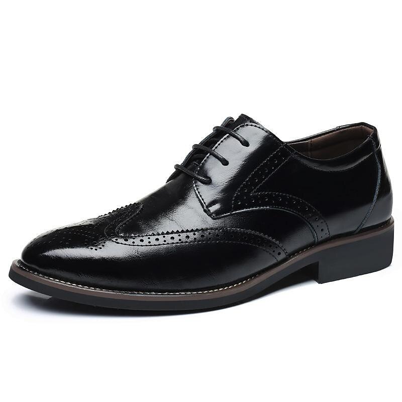 Men's Classic Blue Faux Leather Oxford Shoes with Brogue Detailing and Lace-up Closure – Formal & Casual Wear 8
