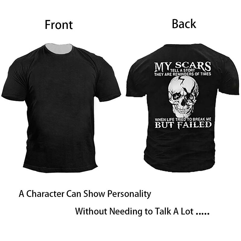 Men's Skull Letter T Shirt Graphic Tee Funny T Shirts Slogan T Shirts Short Sleeve T shirt 3D Print Crew Neck Shirt Vintage Fashion Designer Street Casual Daily Black Blue Brown Summer Clothing4