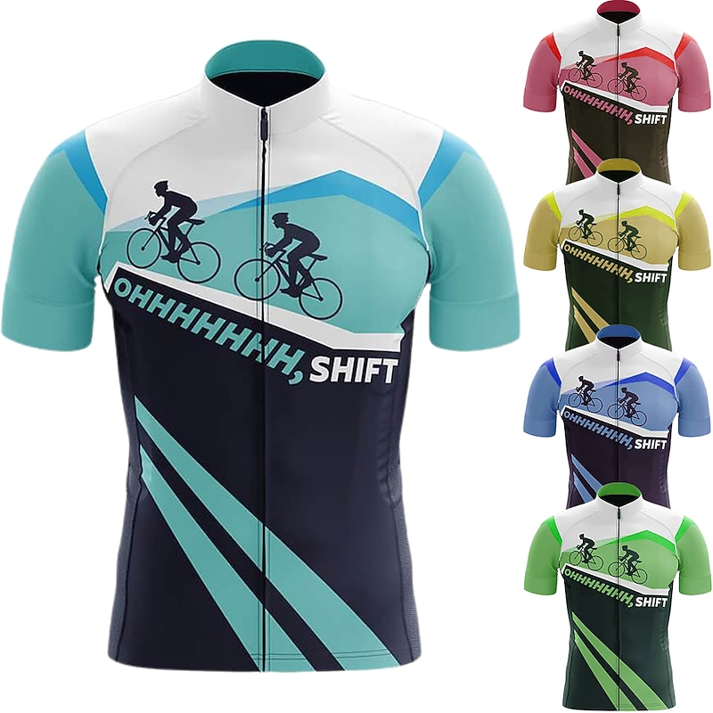 Men's Cycling Jersey Color Block Short Sleeve Bike Top with 3 Rear Pockets Mountain Bike MTB Road Bike Cycling Quick Dry Reflective Strips Back Pocket Moisture Wicking Sports Yellow Red Blue Clothing