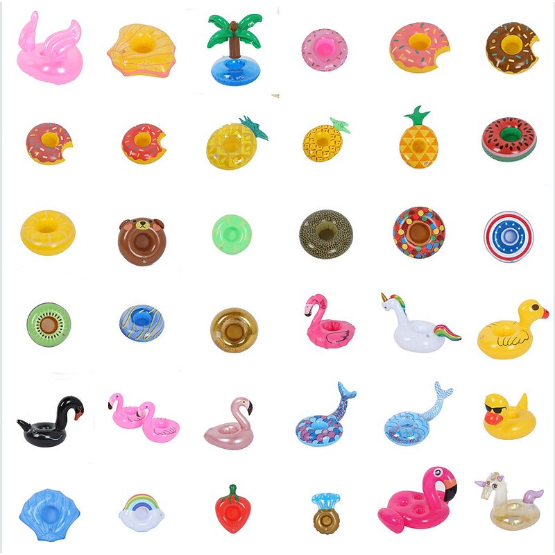 Mini Water Coasters Floating inflatable cup holder Swimming pool drink float toy inflatable circle Pool Coasters Swan Flamingo 15PCS2