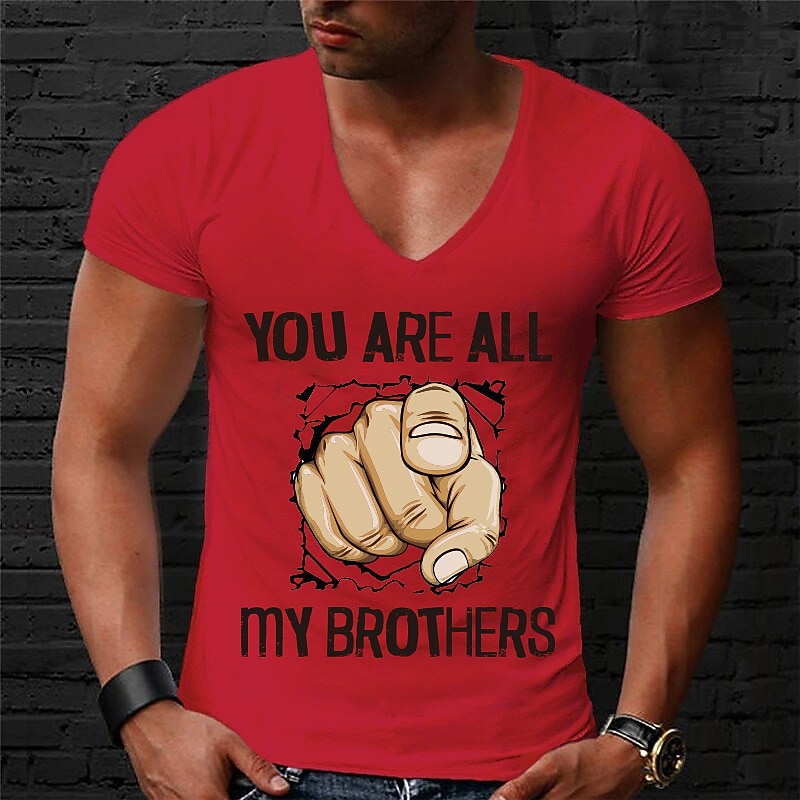 Men's Unisex Letter Hand Gesture T Shirt Short Sleeve T shirt Hot Stamping V Neck Shirt Sports Designer Simple Outdoor Street Casual White Red Light Grey Summer Clothing Apparel Normal S M L XL 2XL4