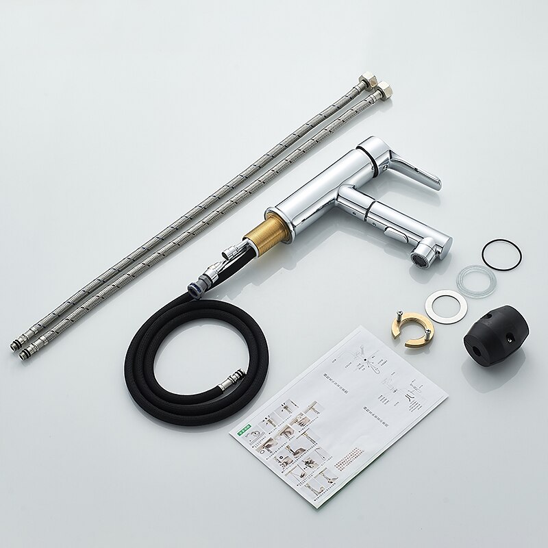 Bathroom Sink Faucet Pull out / Pullout Spray Electroplated / Painted Finishes Centerset Single Handle One HoleBath Taps3
