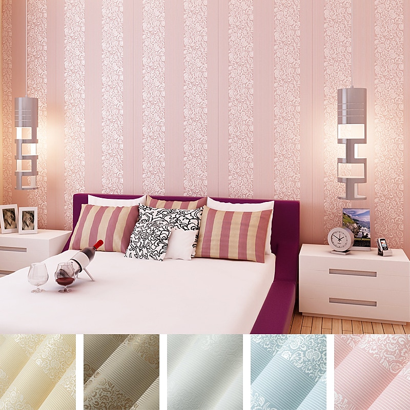 Wallpaper Wall Covering Sticker Film Flowers Modern Embossed Stripe Three-dimensional Relief Stripes Non Woven HomeDeco 53*1000CM3
