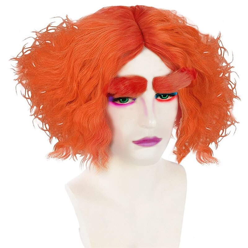 Orange Wigs for Men Short Wave Cosplay Wigs with Middle Part Synthetic Hair for Anime Halloween Wigs3