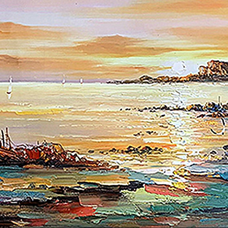 Handmade Oil Painting Canvas Wall Art Decoration Abstract Seascape Painting Colorful Seaside Sunset for Home Decor Rolled Frameless Unstretched Painting3