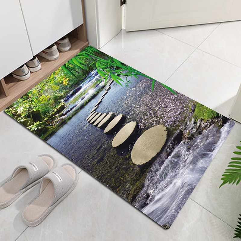 Beautiful Landscape Woods Flannel Fabric Printed Home Entrance Mattress Bathroom Mattress Mattress4