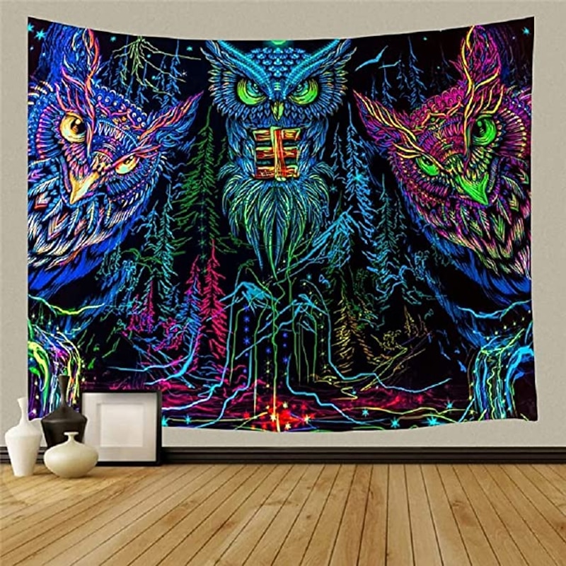 Blacklight Tapestry UV Reactive Glow in the Dark Glow Party Neon Psychedelic Trippy Misty Hanging Tapestry Wall Art Mural for Living Room Bedroom3