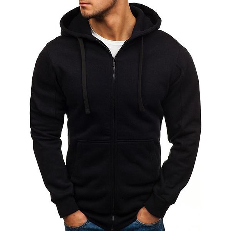 Men's Hoodie Jacket Full Zip Hoodie Solid Color Sport Athleisure Top Long Sleeve Breathable Soft Comfortable Everyday Use Outdoor Casual Athleisure Daily Activewear3