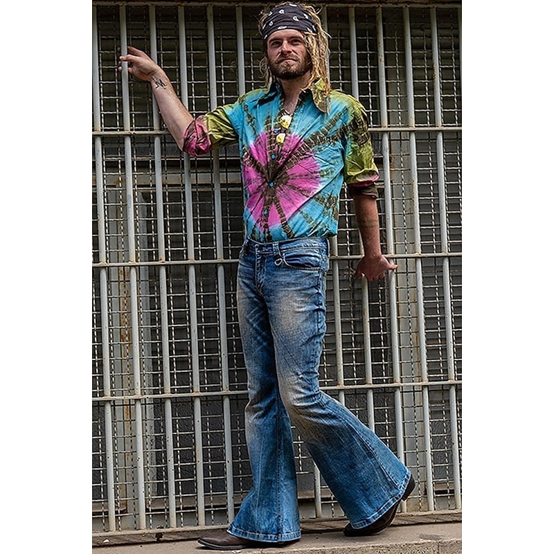 1960s Hippie 1970s Pants Bell Bottoms Flared Trousers Hippie Disco Plus Size Fancy Dress Men's Masquerade Party / Evening Pride Parade Pride Month Adults' Pants3