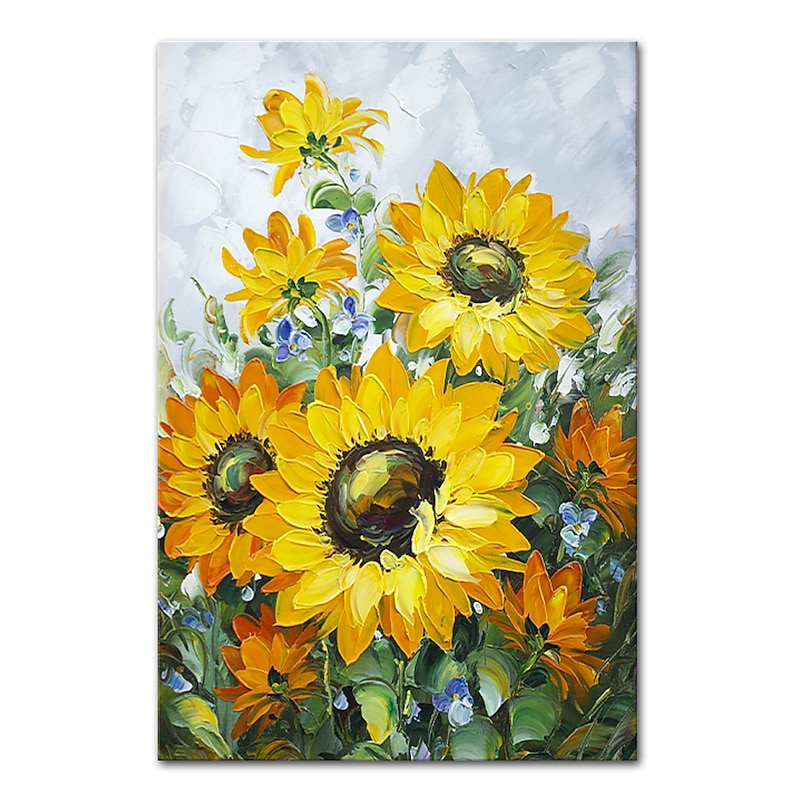 Mintura Handmade Sunflowers Oil Paintings On Canvas Wall Art Decoration Modern Abstract Picture For Home Decor Rolled Frameless Unstretched Painting2