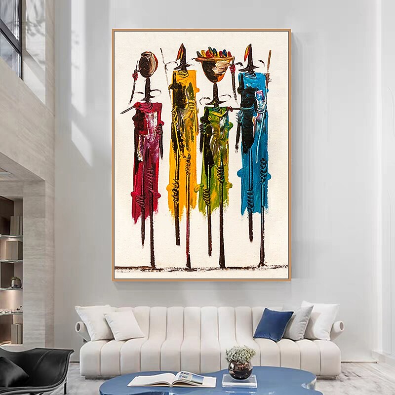 Mintura Handmade African People Oil Painting On Canvas Wall Art Decoration Modern Abstract Picture For Home Decor Rolled Frameless Unstretched Painting4